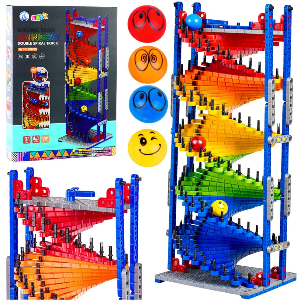 LEAN TOYS Edukativne kocke za gradnjo, stolp za kroglice, 550 kos.