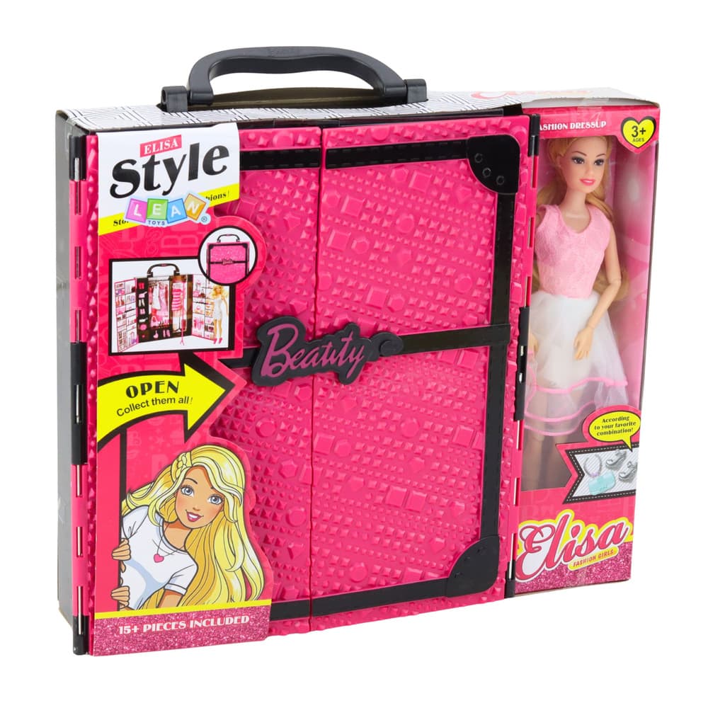 Set LEAN TOYS Ružičasta ormar/garderoba za lutke s dodacima 5