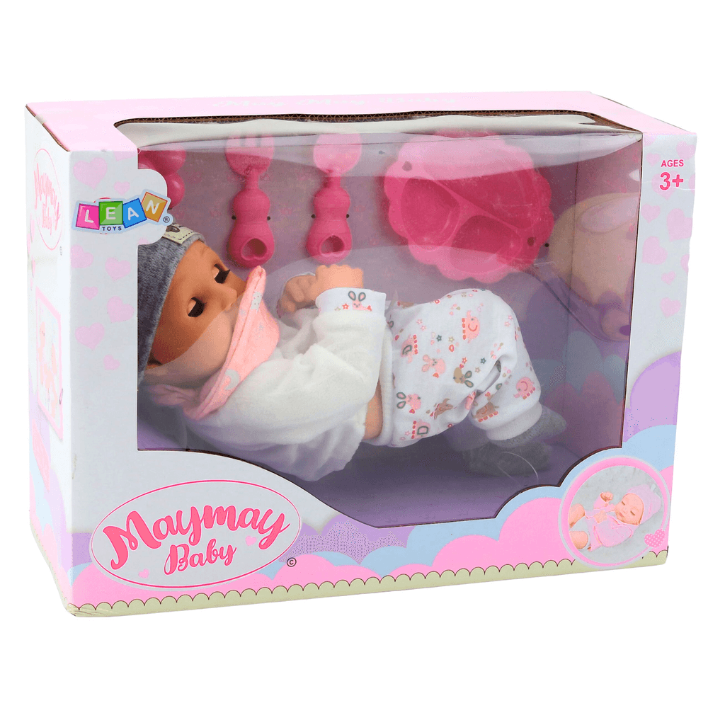 Lutka LEAN TOYS Bobas z dodatki za hranjenje, 28 cm 5