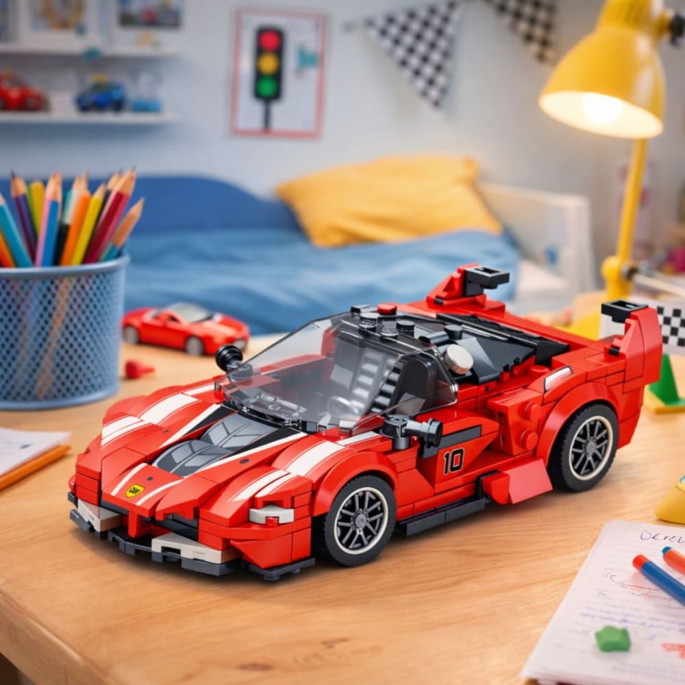 LEAN TOYS Konstrukcijski bloki: Dirkaški avtomobil FXX-K rdeč (360 el.) 4