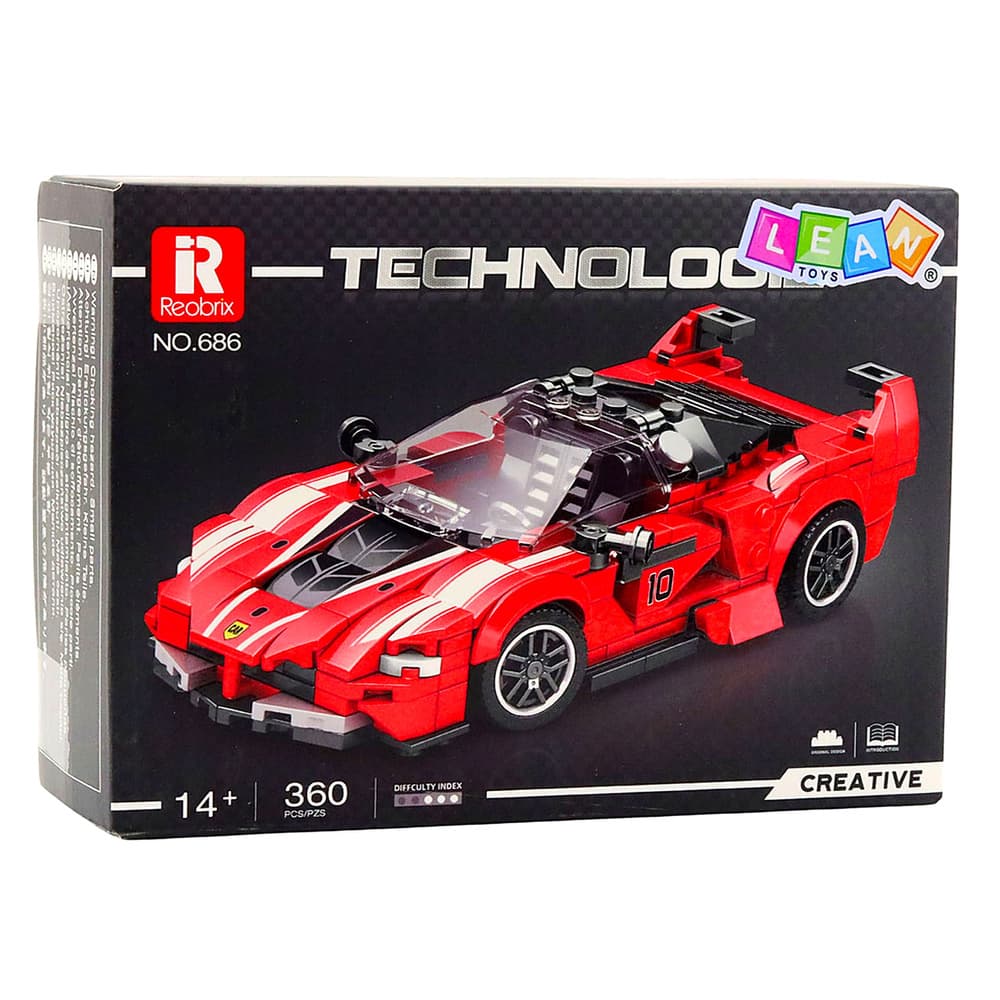 LEAN TOYS Konstrukcijski bloki: Dirkaški avtomobil FXX-K rdeč (360 el.) 5