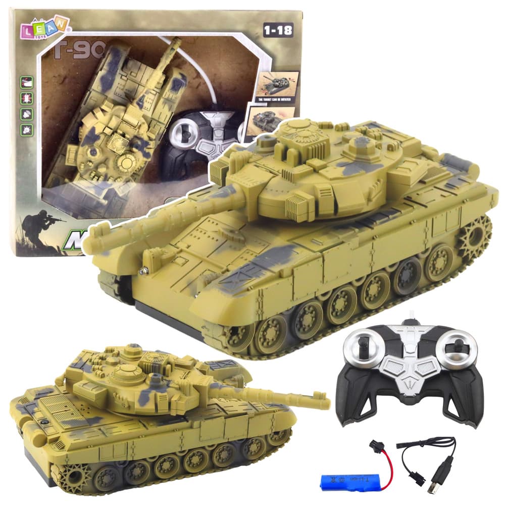 Z daljinskim upravljanjem RC bojni tank T90 (peščeni), 1:18