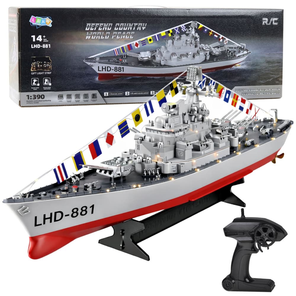 Daljinsko vodeni bojni brod LEAN TOYS RC s LED osvetljenjem, 1:390