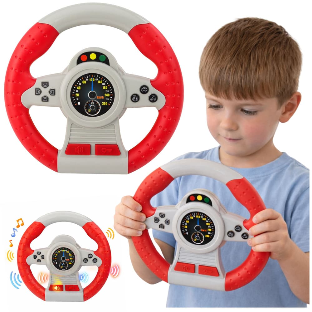 Interaktivni volan LEAN TOYS za simulacijo vožnje z lučmi in zvoki