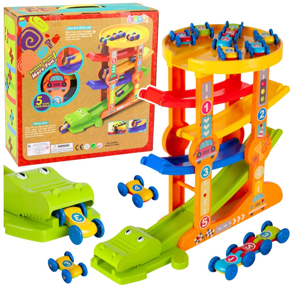 Avtomobilski Dirkaški Rojznik Krokodil 5 Nivojev - LEAN TOYS