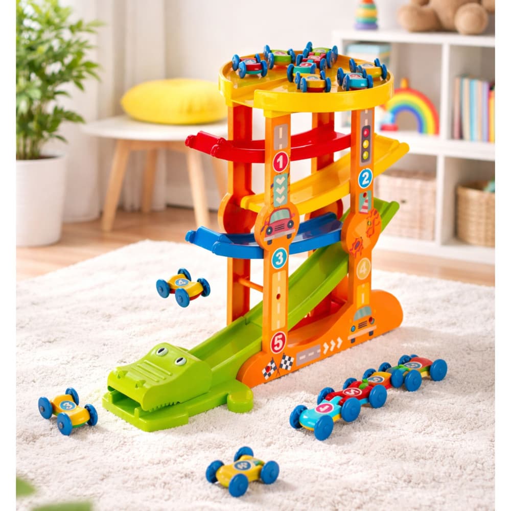 Avtomobilski Dirkaški Rojznik Krokodil 5 Nivojev - LEAN TOYS 3