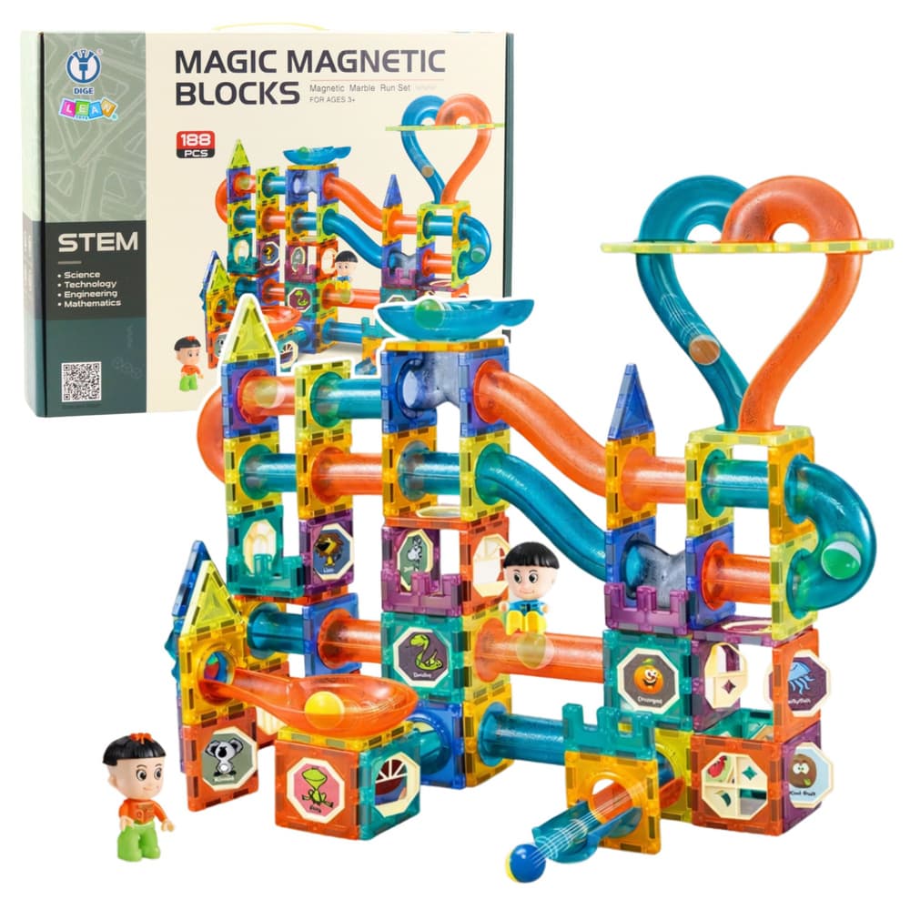 LEAN TOYS Magnetni gradbeni bloki z vodnim stolpom (188 el.)