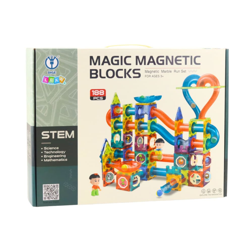 LEAN TOYS Magnetni gradbeni bloki z vodnim stolpom (188 el.) 4