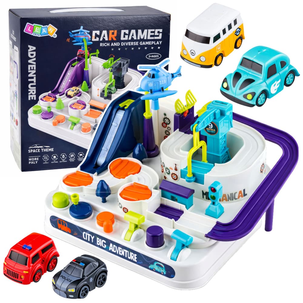 LEAN TOYS Interaktivni avtomobilski poligon s 4 avtomobili