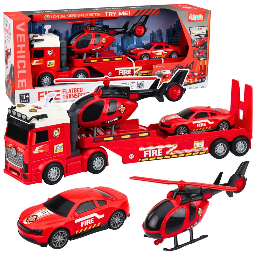 Gasilski reševalni set: tovornjak, helikopter, avto