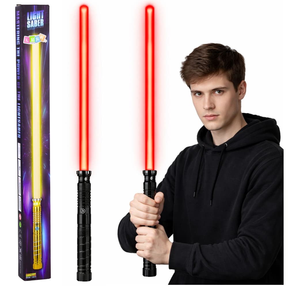 Laser sablja, svetleča, z zvoki, kovinski ročaj, 75 cm
