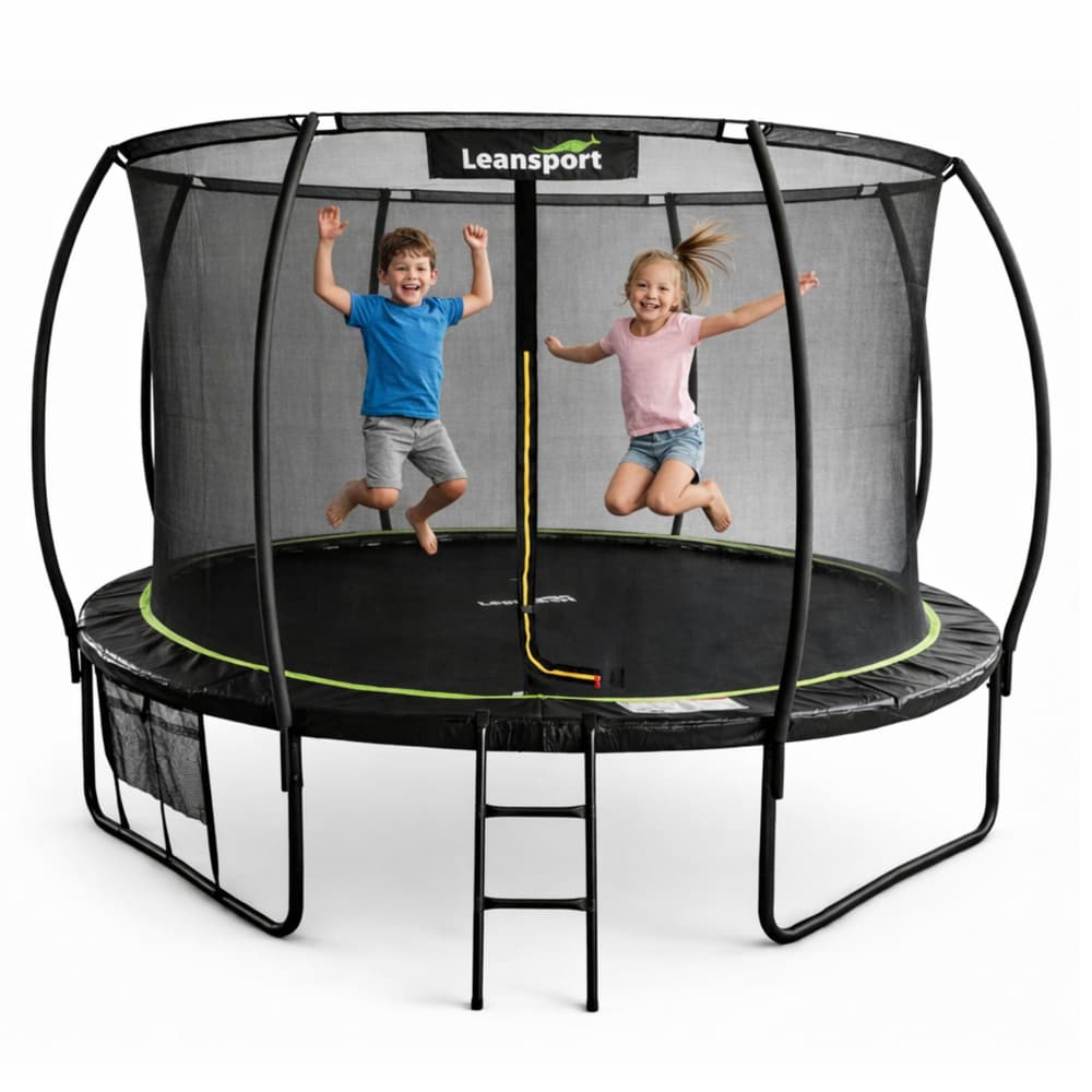 LEAN SPORT Vrtna trampolina z notranjo mrežo, črno-zelena, 427 cm (14 FT) 2