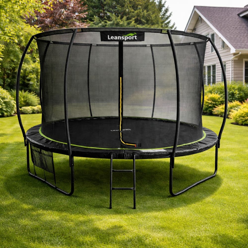 LEAN SPORT Vrtna trampolina z notranjo mrežo, črno-zelena, 427 cm (14 FT) 3