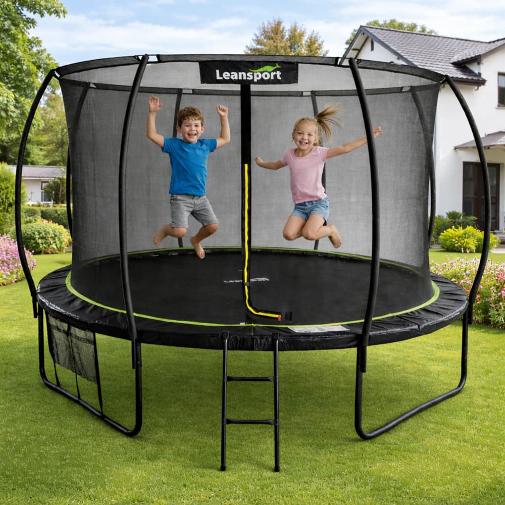 LEAN SPORT Vrtna trampolina z notranjo mrežo, črno-zelena, 427 cm (14 FT) 4