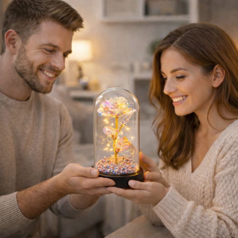 Večna róża w szklanej kopule LEAN LED (kristal) 5