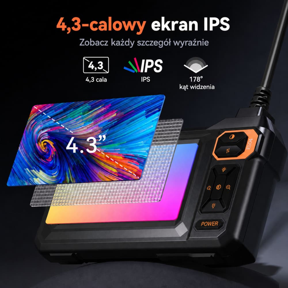 LEAN Endoskop kamera z LCD 4,3'', IP67, 8 LED 6