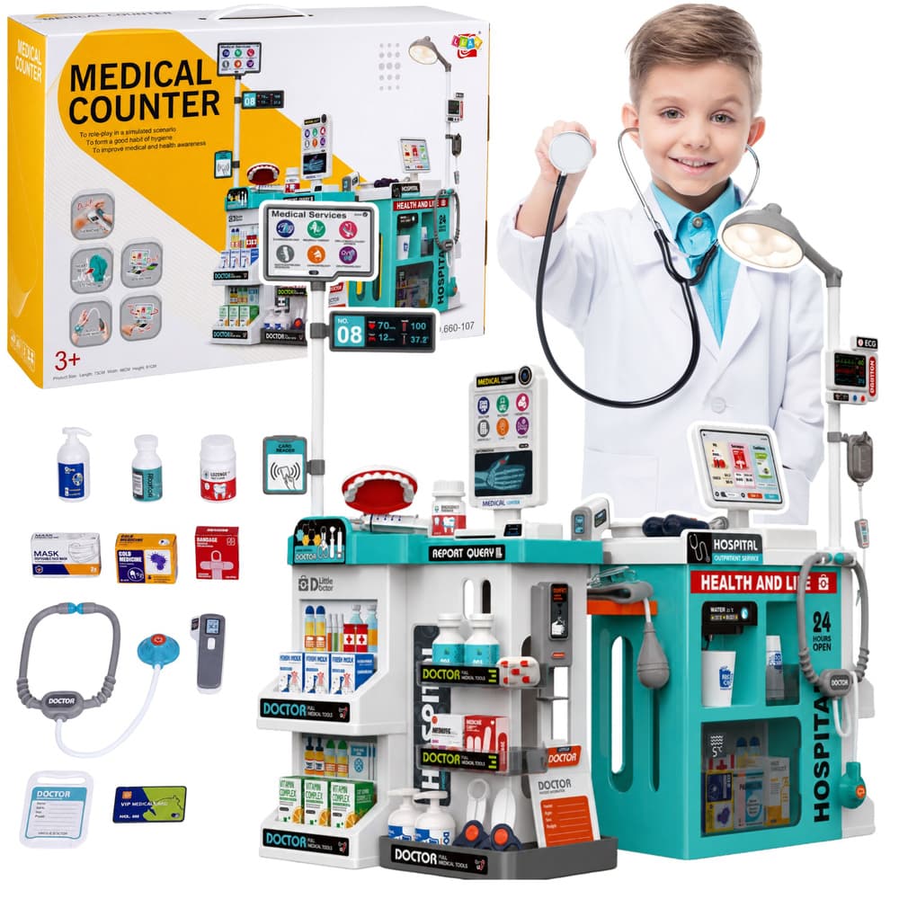 Velik zdravniški set LEAN TOYS z vozičkom, lučmi in zvoki