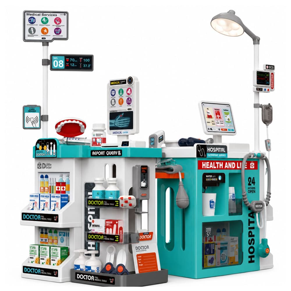 Velik zdravniški set LEAN TOYS z vozičkom, lučmi in zvoki 3