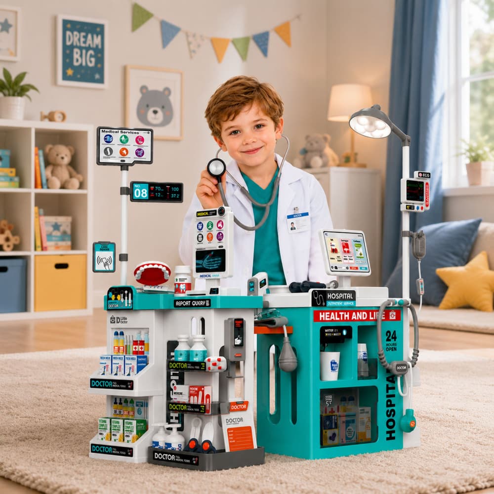 Velik zdravniški set LEAN TOYS z vozičkom, lučmi in zvoki 5