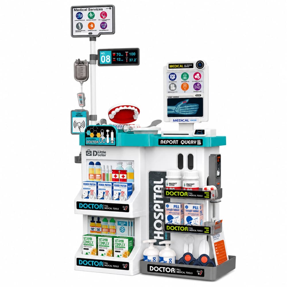 Velik zdravniški set LEAN TOYS z vozičkom, lučmi in zvoki 3