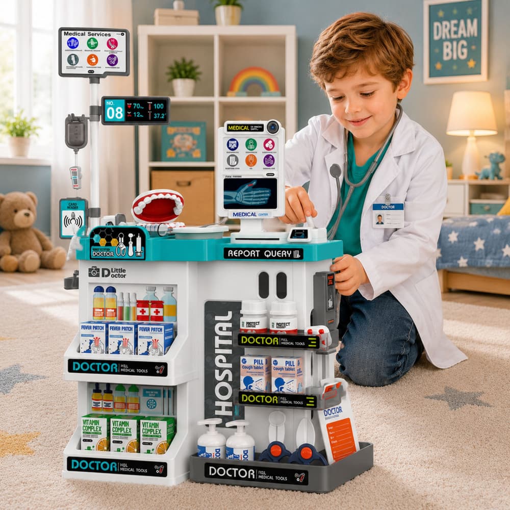 Velik zdravniški set LEAN TOYS z vozičkom, lučmi in zvoki 5