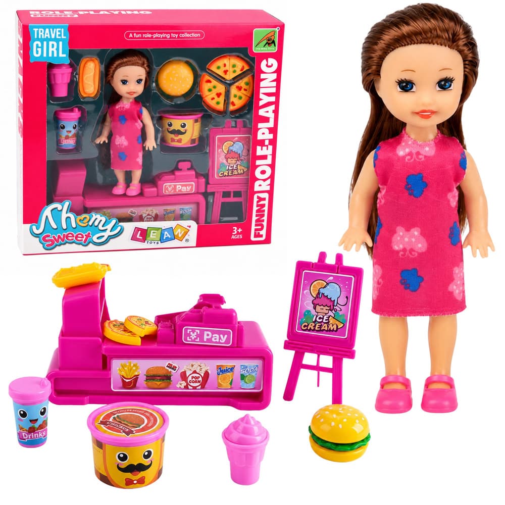 AnP-29598 Mini lutka s blagajno in dodatki LEAN TOYS (Fast Food)