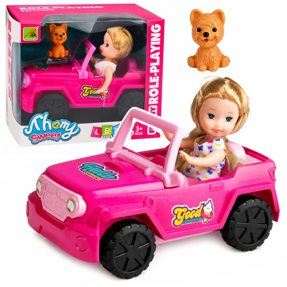 AnP-29601 Mini lutka LEAN TOYS v terenskem kabrioletu s psom
