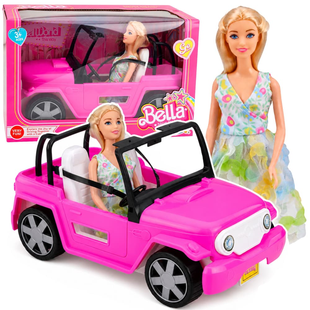 Lutka Bella v roza kabrioletu, 30 cm, LEAN TOYS