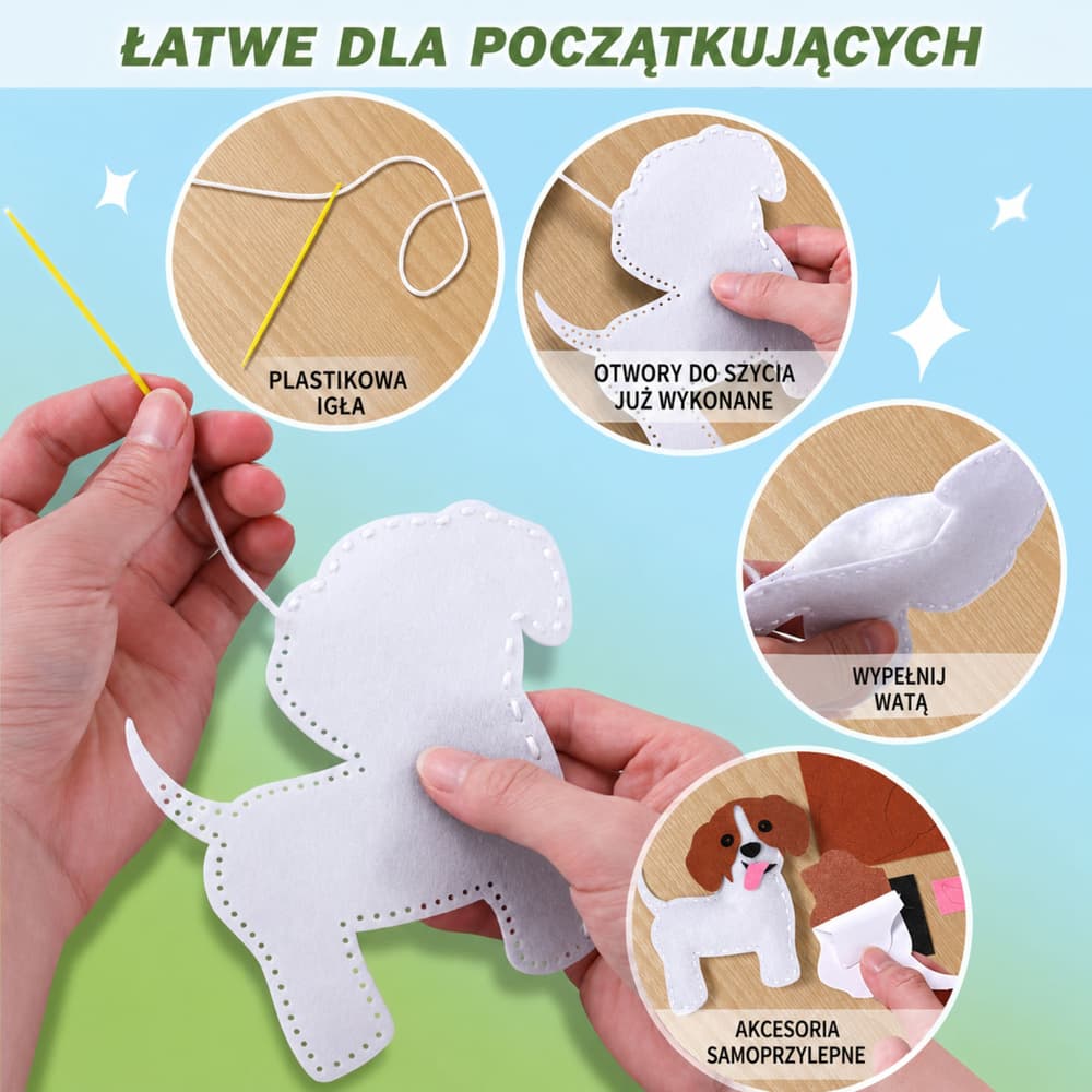 Kreativni set za šivanje plišastih igrač Muce Lean Toys, 6 kosov 4