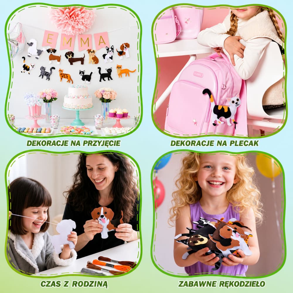 Kreativni set za šivanje plišastih igrač Muce Lean Toys, 6 kosov 5