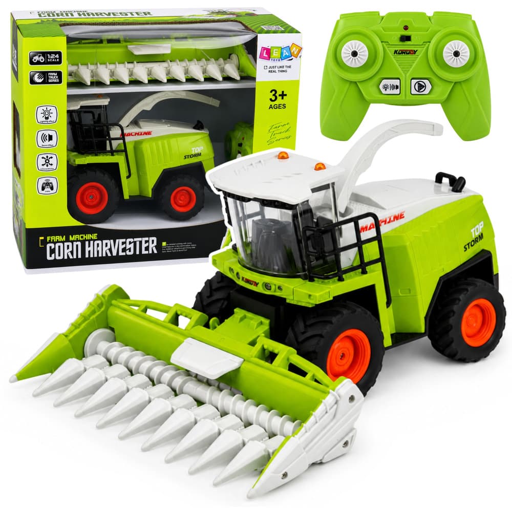 RC kombajn z adapterjem za koruzo, luči, zvoki, 1:24