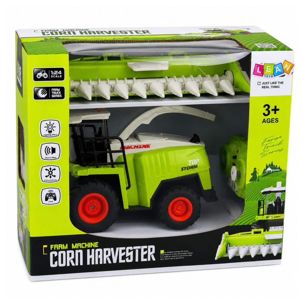 RC kombajn z adapterjem za koruzo, luči, zvoki, 1:24 6