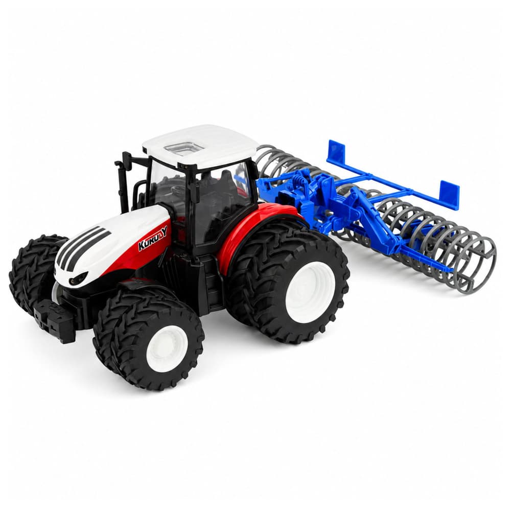 RC traktor z valjem, luči, rdeč, 1:24 2