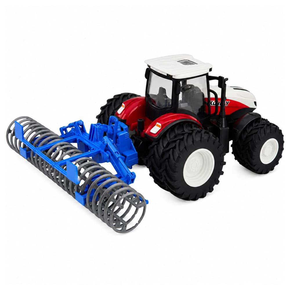 RC traktor z valjem, luči, rdeč, 1:24 3