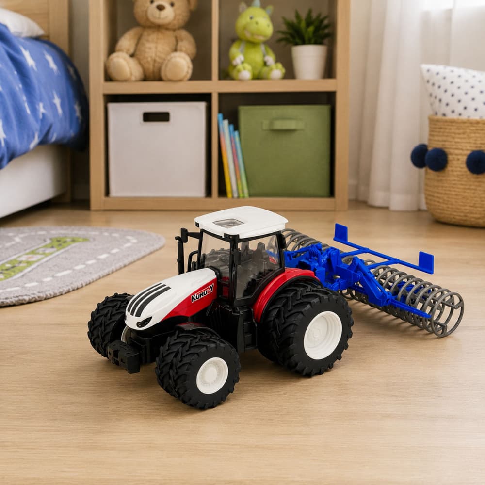 RC traktor z valjem, luči, rdeč, 1:24 4
