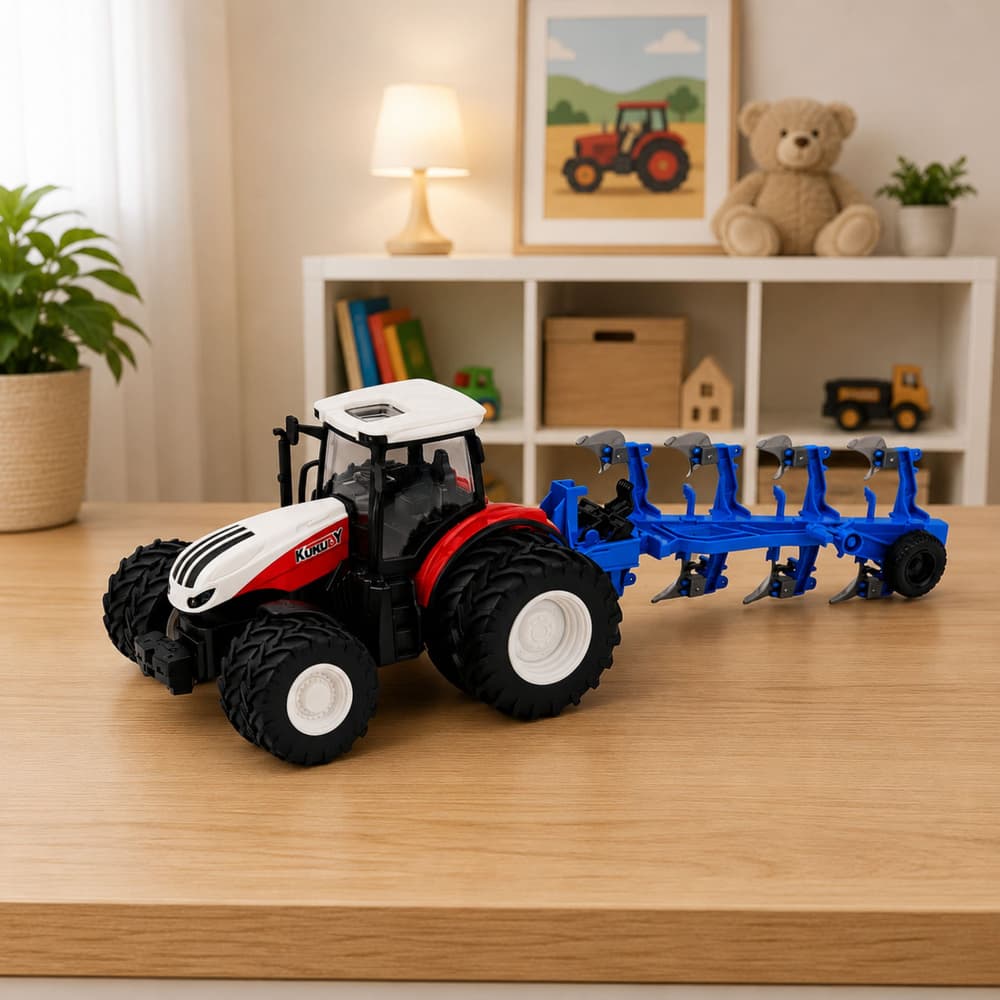 RC traktor z večlesnim plugom, luči, 1:24 4