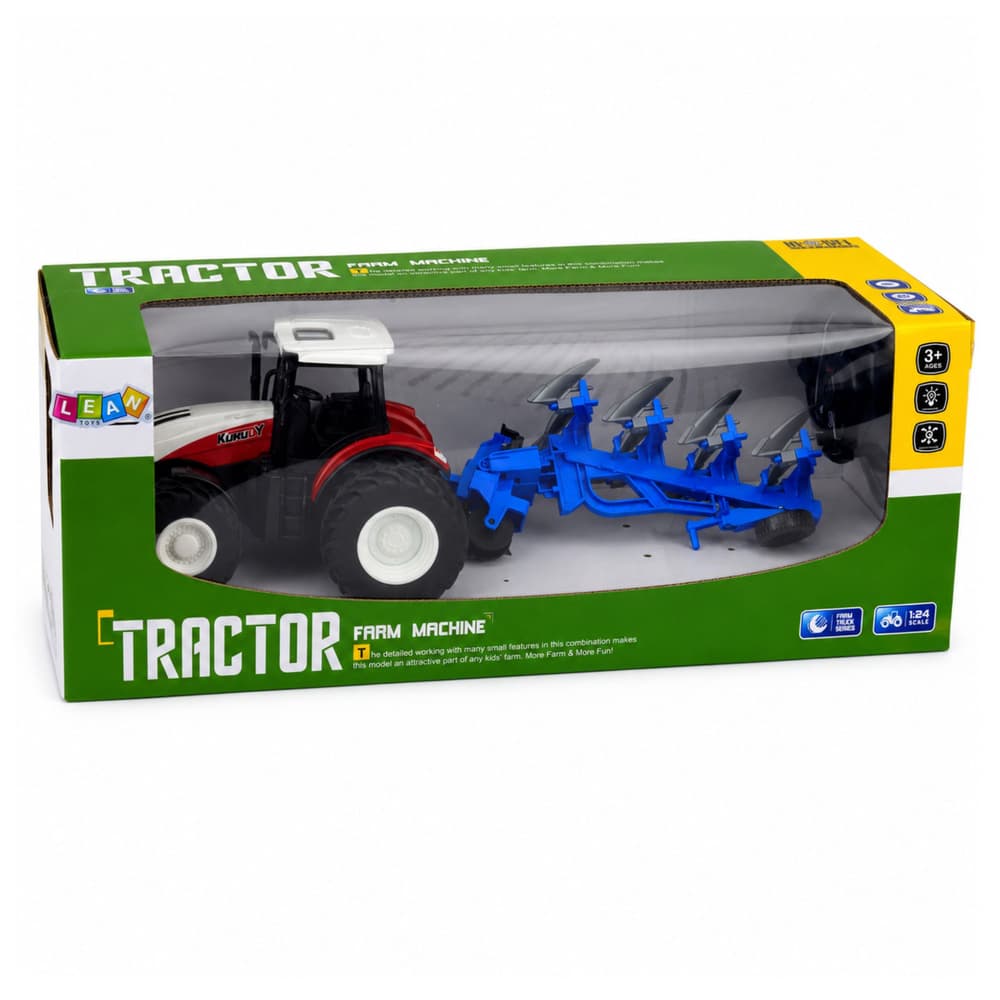 RC traktor z večlesnim plugom, luči, 1:24 6