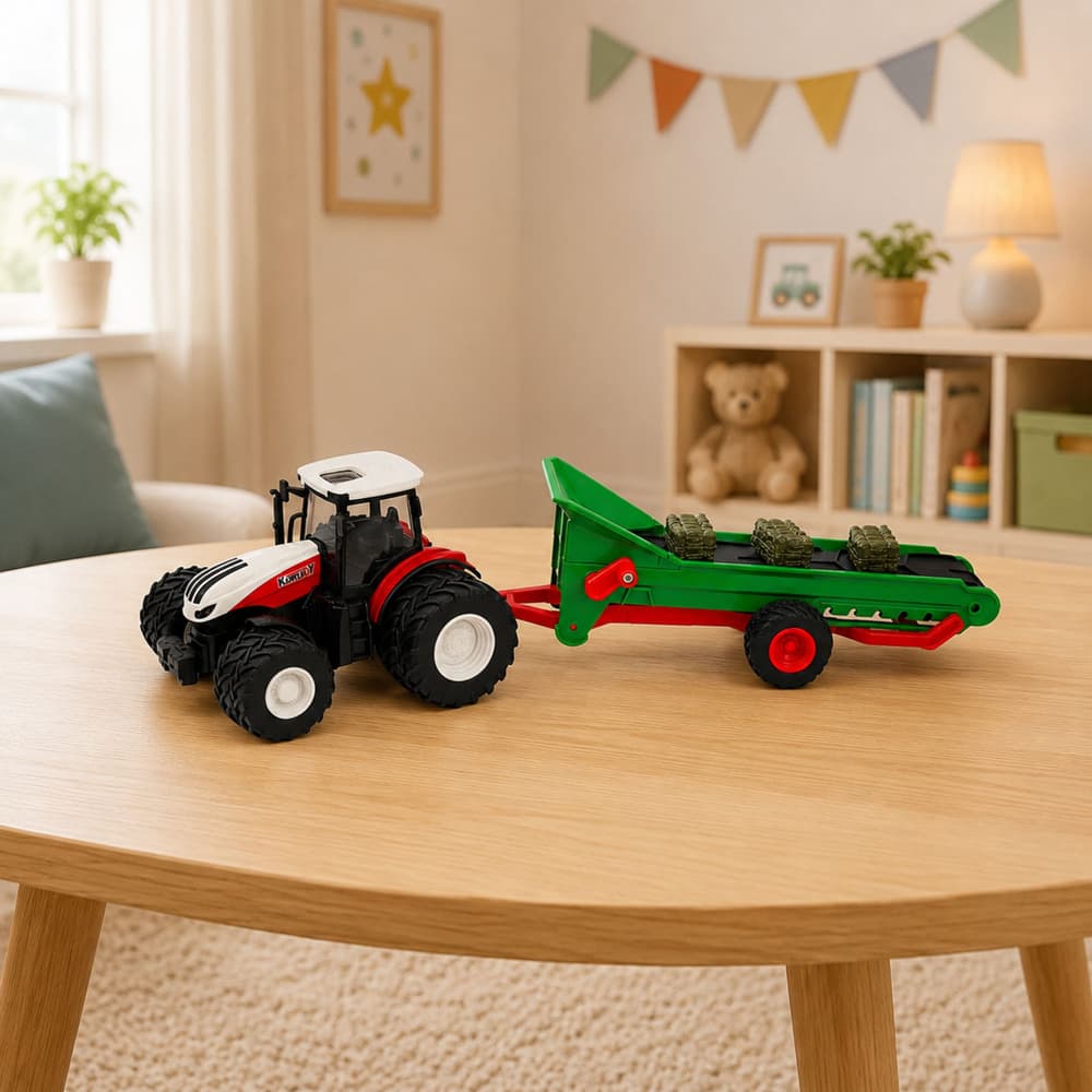 RC traktor s tekočim trakom in balami, luči LED, 1:24 5