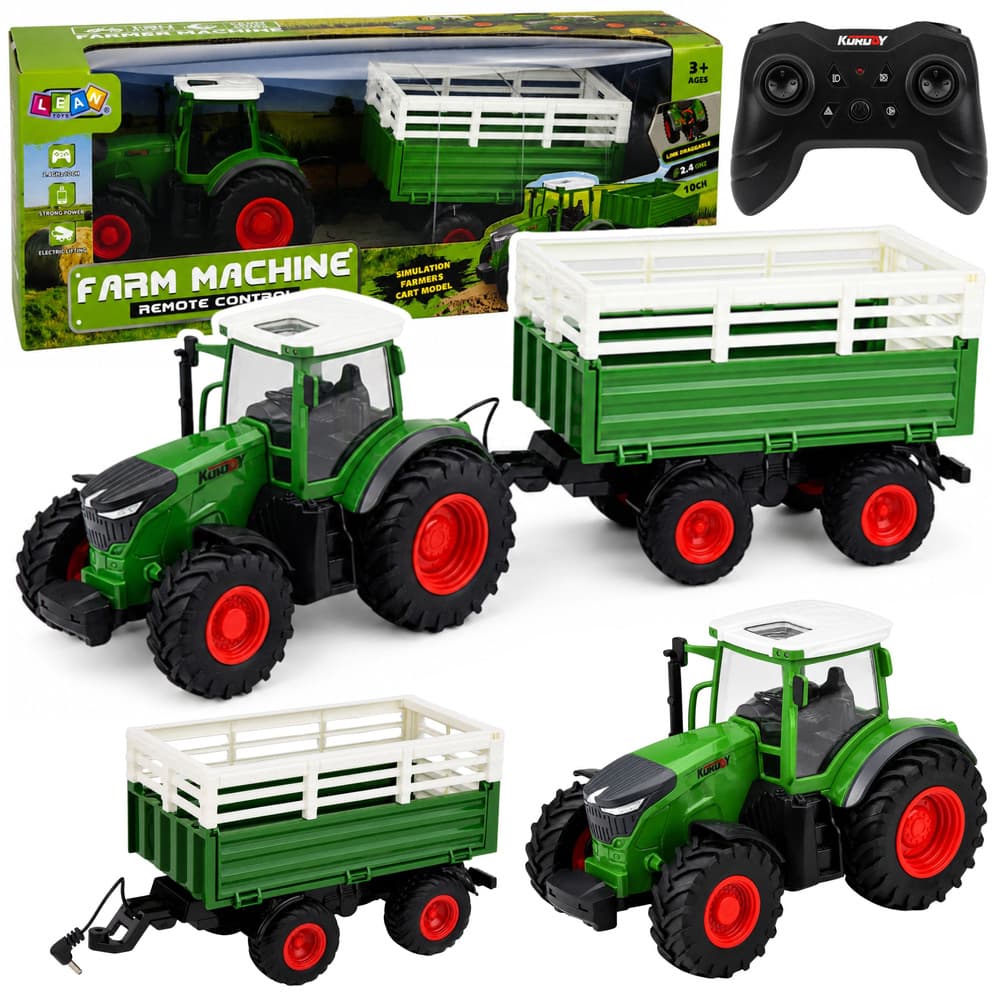 RC traktor z kiper prikolico, električno dviganje, luči, 1:24