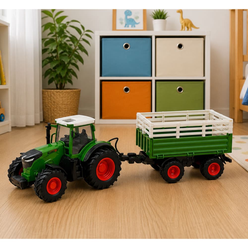 RC traktor z kiper prikolico, električno dviganje, luči, 1:24 5