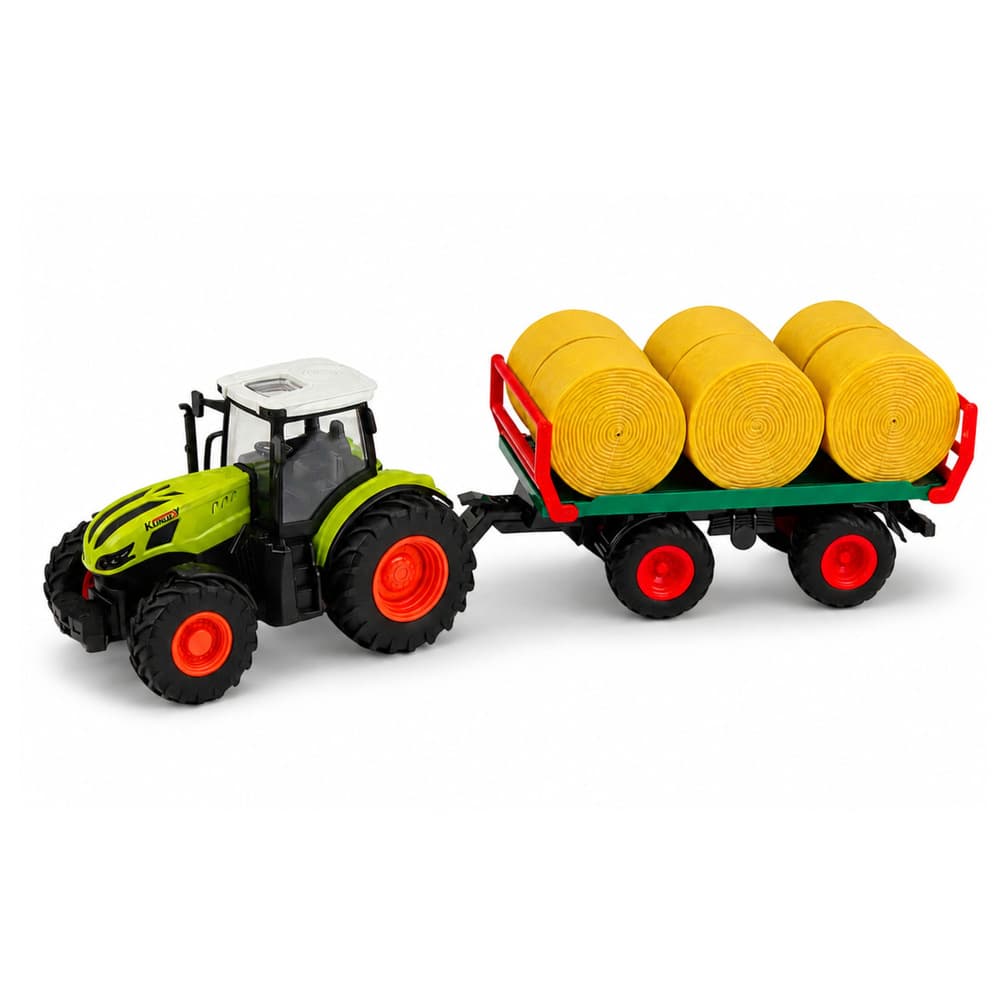 RC traktor s prikolico in balami, LED luči, 1:24 2
