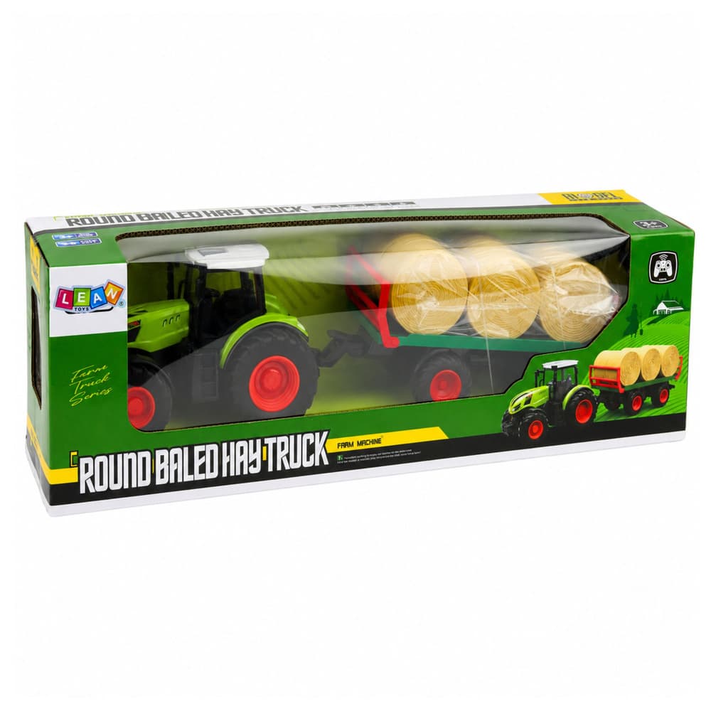 RC traktor s prikolico in balami, LED luči, 1:24 8