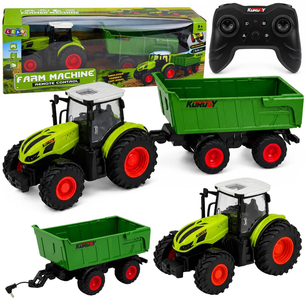 RC traktor z kiper prikolico, LED luči, 1:24