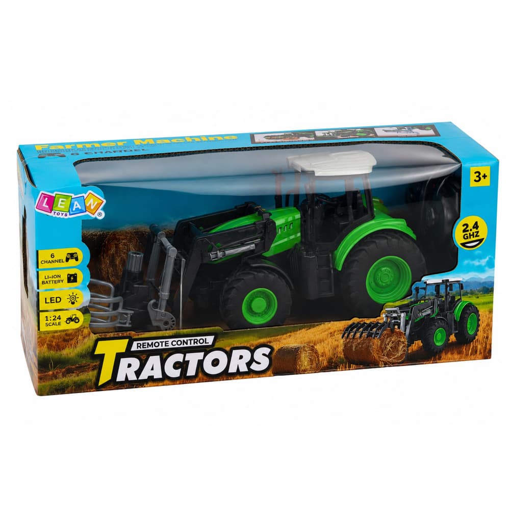 RC traktor z zajemalko za bale, LED luči, 1:24 6