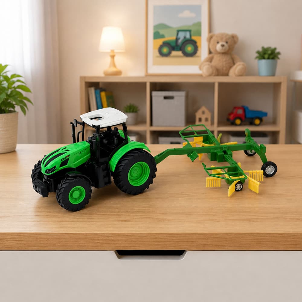 RC traktor s grabljami, LED luči, 1:24 5