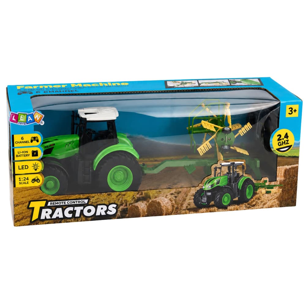 RC traktor s grabljami, LED luči, 1:24 7