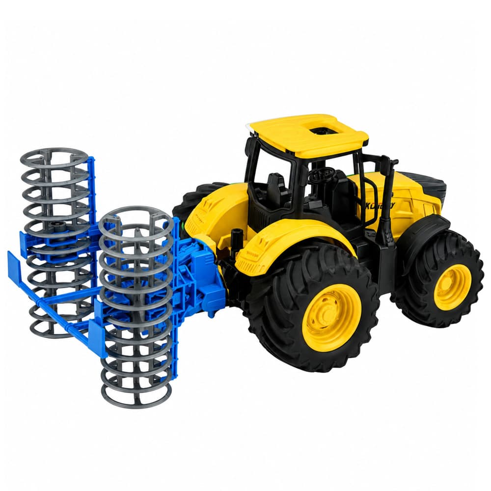 LEAN TOYS Traktor kmetijski z valjem, luči in zvoki, rumen 1:24 3