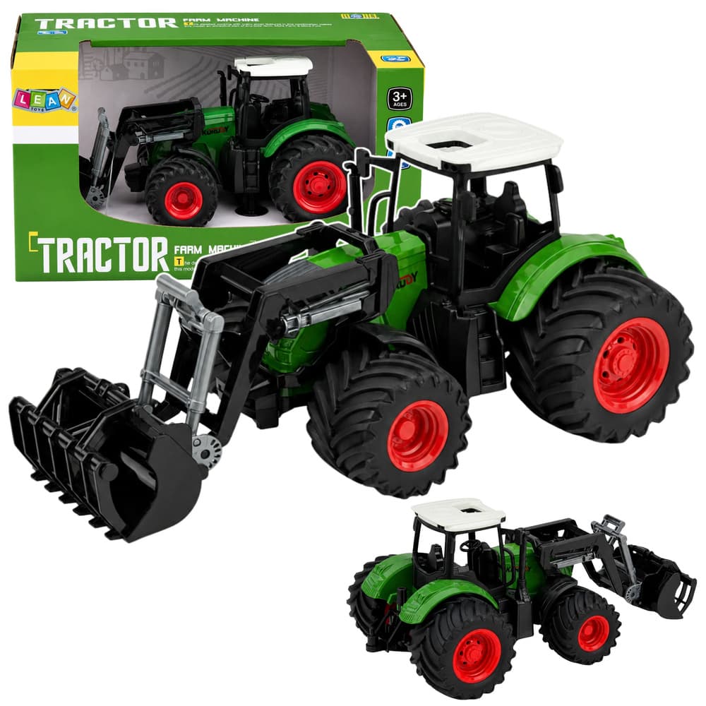 Traktor kmetijski LEAN TOYS 1:24 z čelnim nakladačem, zelena