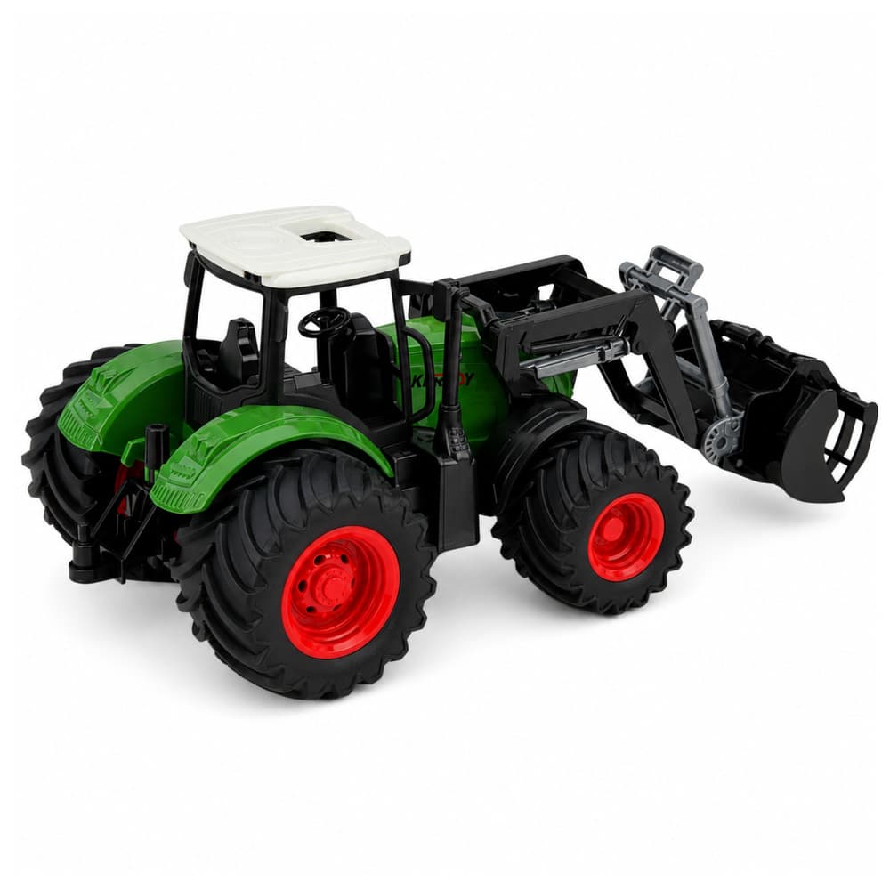 Traktor kmetijski LEAN TOYS 1:24 z čelnim nakladačem, zelena 4