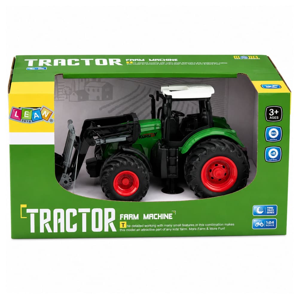 Traktor kmetijski LEAN TOYS 1:24 z čelnim nakladačem, zelena 5
